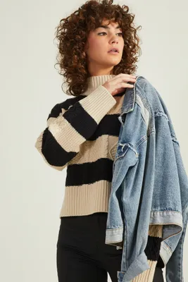 Harley Striped Mock Neck Sweater