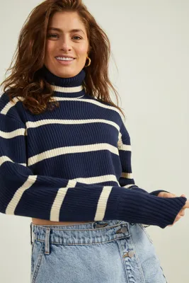 Tia Striped Turtleneck Sweater