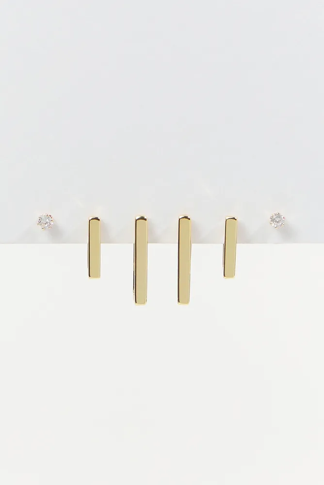 18K Gold Mini Rectangle Hoop Earring Pack