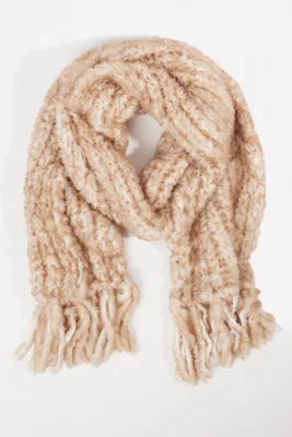 Two-Tone Large Fur Knitted Scarf