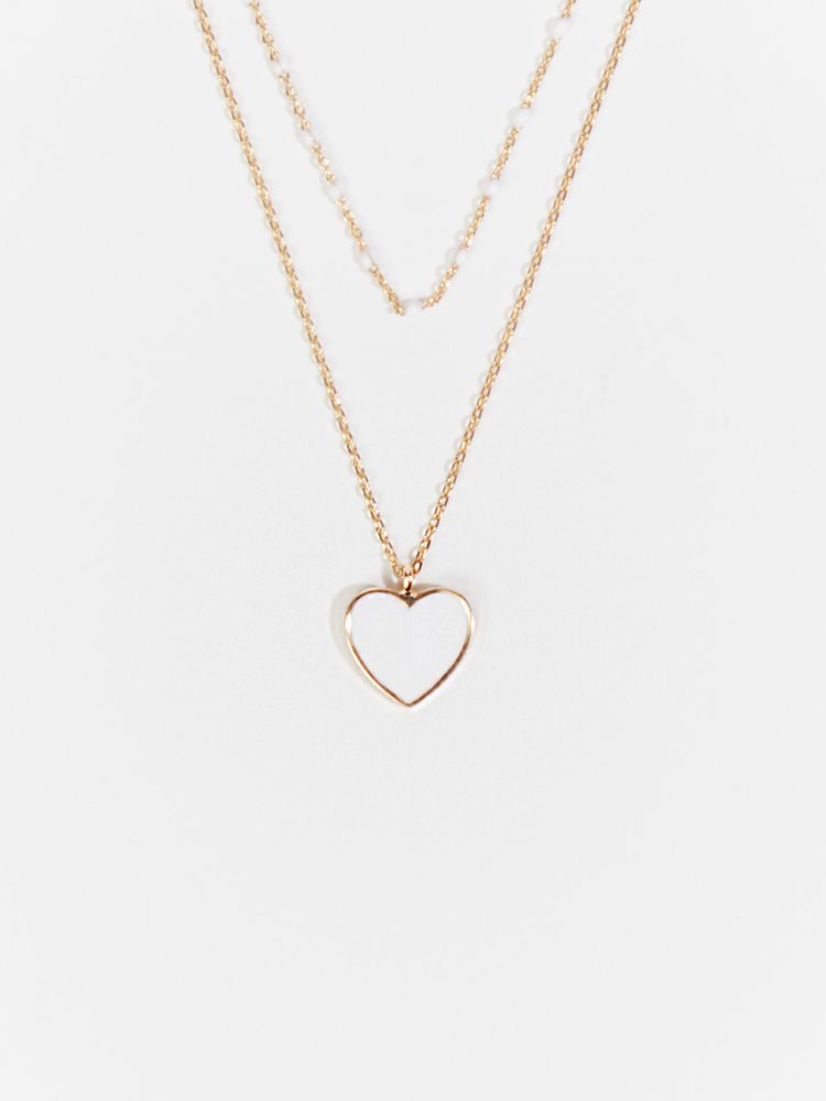 Layered Enamel Heart Necklace
