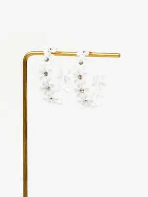 Flower Encrusted Hoop Earrings
