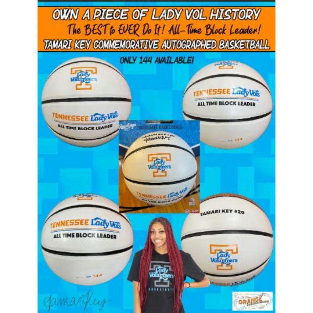  Lady Vols | Tennessee Tamari Key Autographed All Time Block Leader Basketball | Orange Mountain