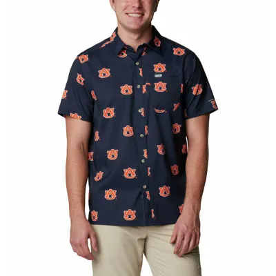 Aub | Auburn Columbia Men's Super Slack Tide Printed Shirt Alumni Hall