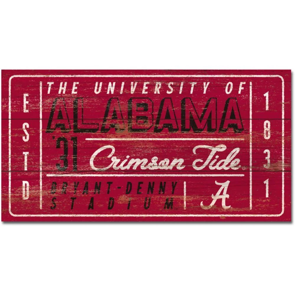  Bama | Alabama 11  X 20  Ticket Wood Plank Sign | Alumni Hall