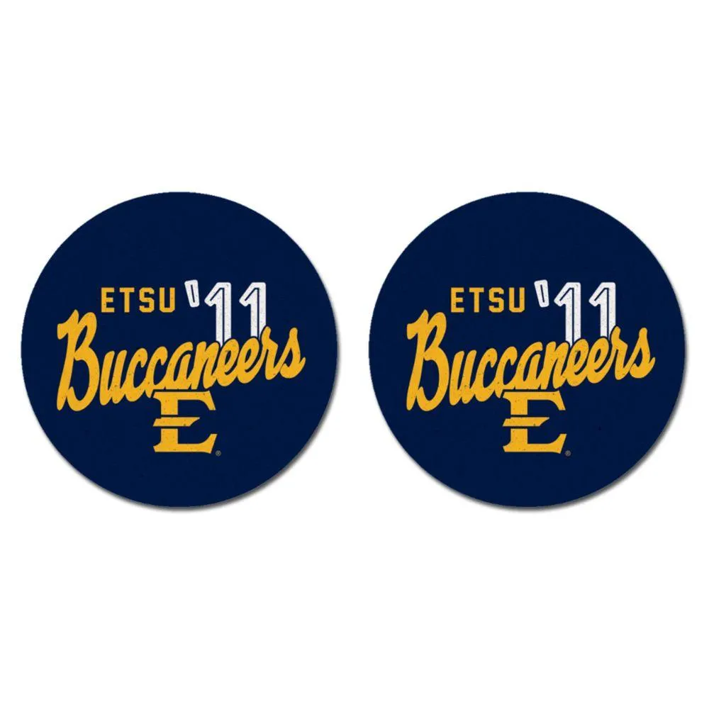  Bucs | Etsu ' 11 2- Pack Car Coasters | Alumni Hall