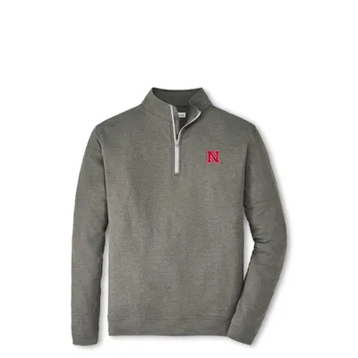 Huskers | Nebraska Peter Millar Perth Melange 1/4 Zip Pullover Alumni Hall