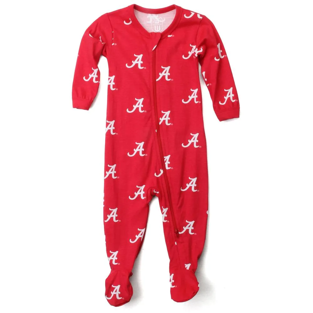 Bama | Alabama Infant Zip Pajamas Alumni Hall