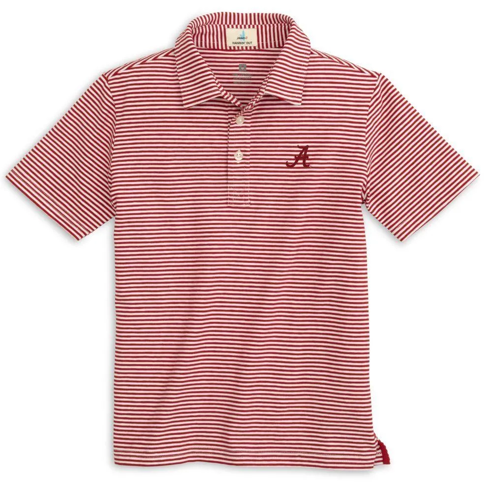 Bama | Alabama Johnnie- O Youth Striped Nelly Polo Alumni Hall