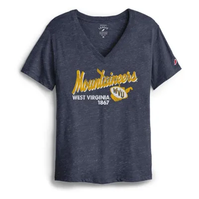 Wvu | West Virginia League Vault Script Establish Date V- Neck Tee Alumni Hall