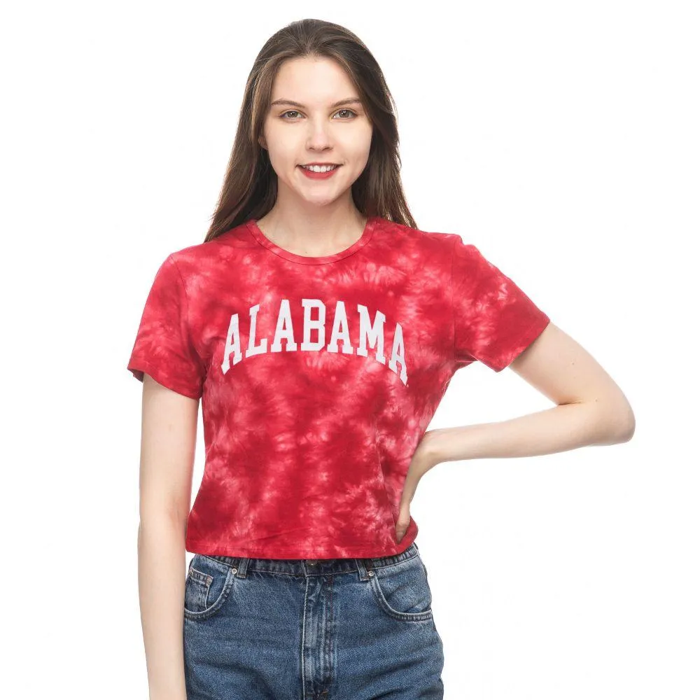 Bama | Alabama Zoozatz Women's Cloud Wash Crop Arch Tee Alumni Hall