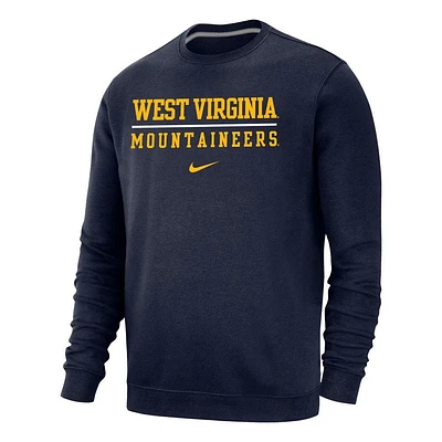 West Virginia Nike Straight Club Fleece Crew