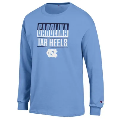 Unc | Carolina Champion Split Stack Long Sleeve Tee Alumni Hall