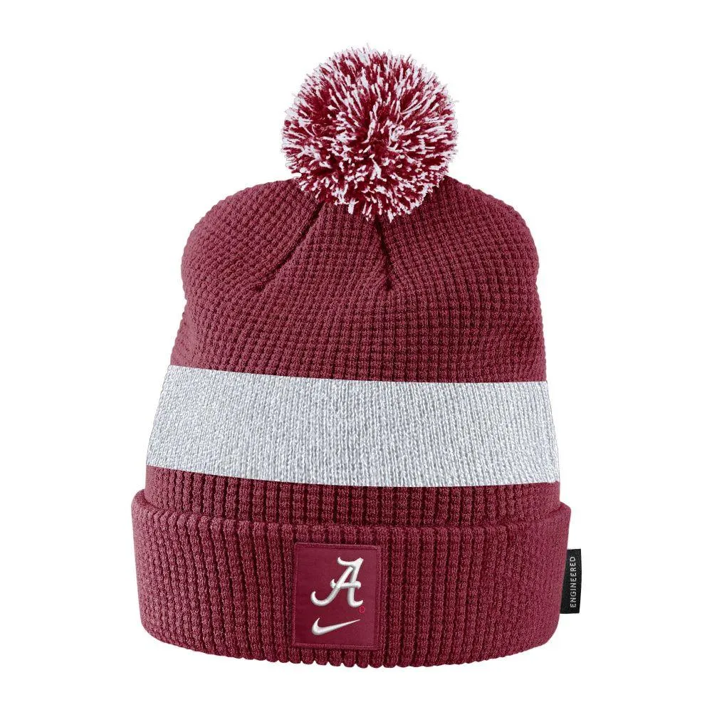  Bama | Alabama Youth Nike Waffle Knit Pom Cuff Beanie | Alumni Hall