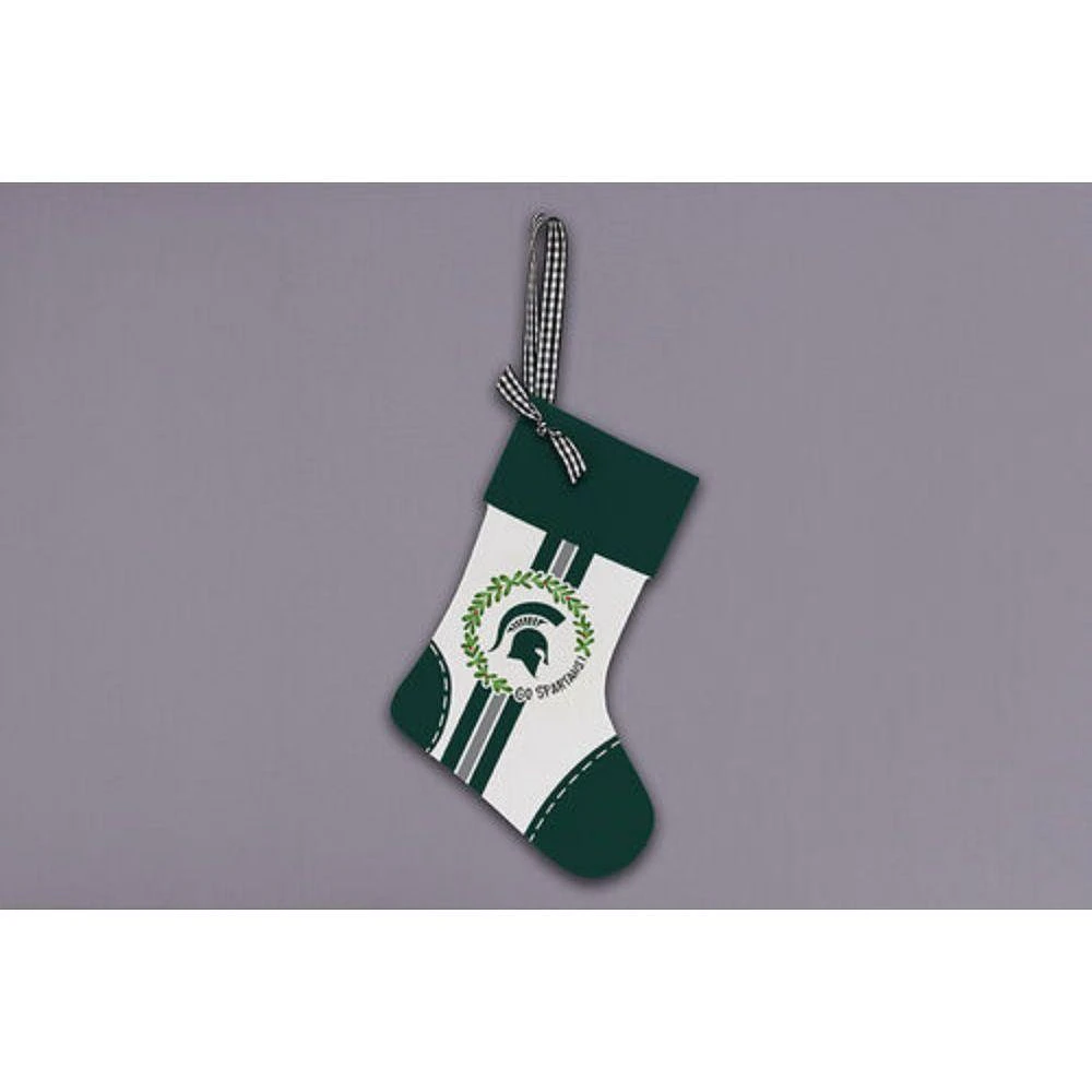 Michigan State Magnolia Lane Wooden Stocking Ornament