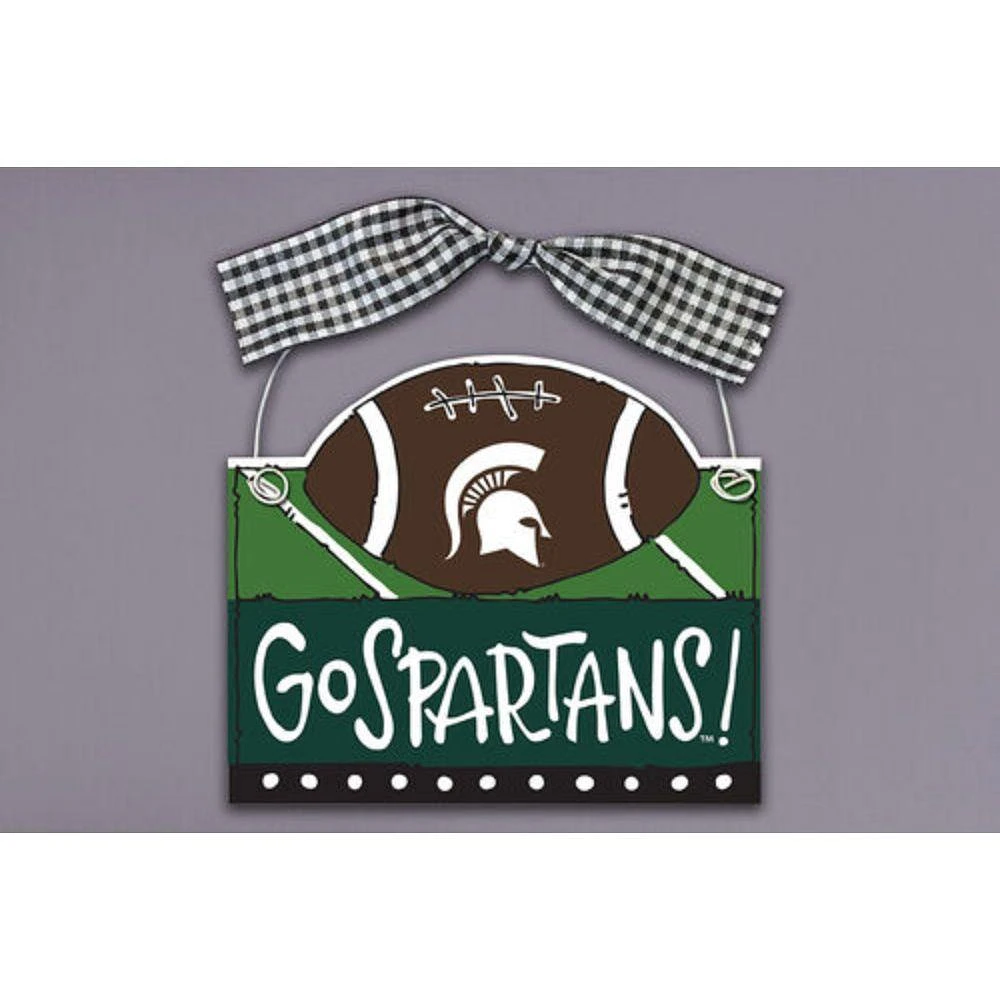 Michigan State Magnolia Lane Wooden Football Ornament