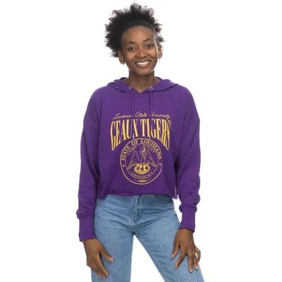 Lsu | Zoozatz Women's Cropped Script Over Seal Hoodie Alumni Hall