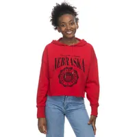 Huskers | Nebraska Zoozatz Women's Cropped Script Over Seal Hoodie Alumni Hall