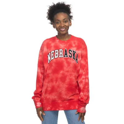 Huskers | Nebraska Zoozatz Women's Cloud Wash Two Color Arch Crew Alumni Hall