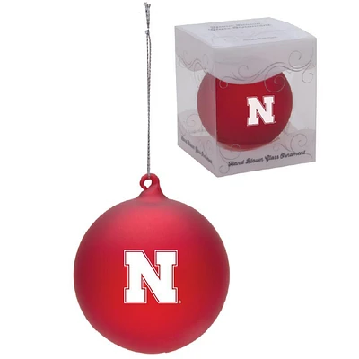 Nebraska Hand Blown Glass Ball Ornament