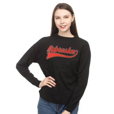 Huskers | Nebraska Zoozatz Women's Drop Shoulder Script Long Sleeve Tee Alumni Hall