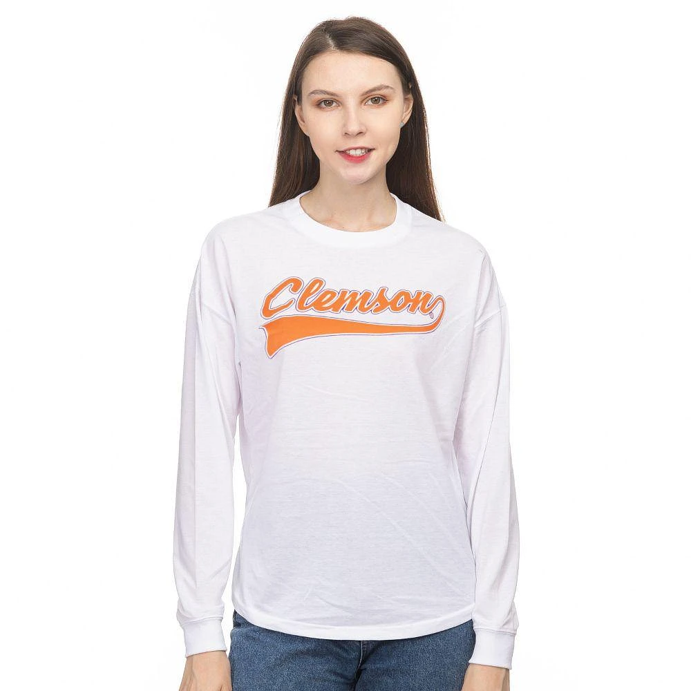 Clemson Zoozatz Women's Drop Shoulder Script Long Sleeve Tee