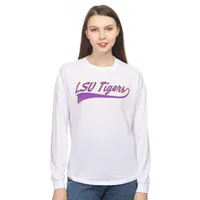 Lsu | Zoozatz Women's Drop Shoulder Script Long Sleeve Tee Alumni Hall