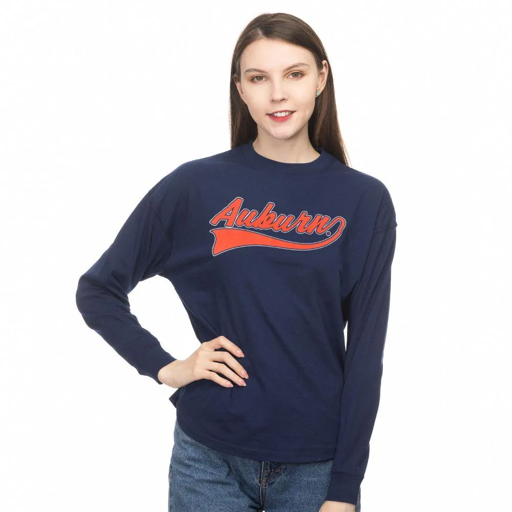 Aub | Auburn Zoozatz Women's Drop Shoulder Script Long Sleeve Tee Alumni Hall