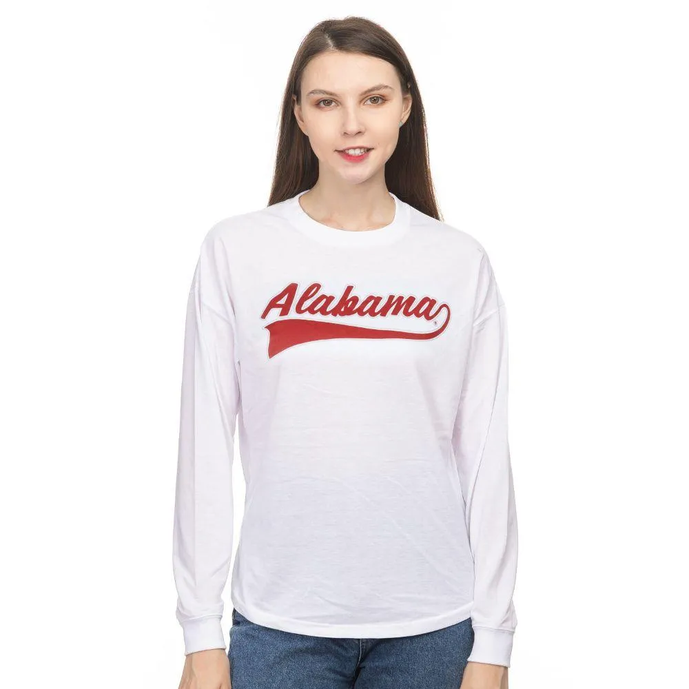 Bama | Alabama Zoozatz Women's Drop Shoulder Script Long Sleeve Tee Alumni Hall