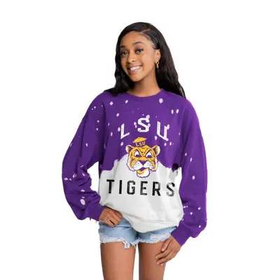 Lsu | Vault Gameday Couture Twice As Nice Faded Crewneck Pullover Alumni Hall