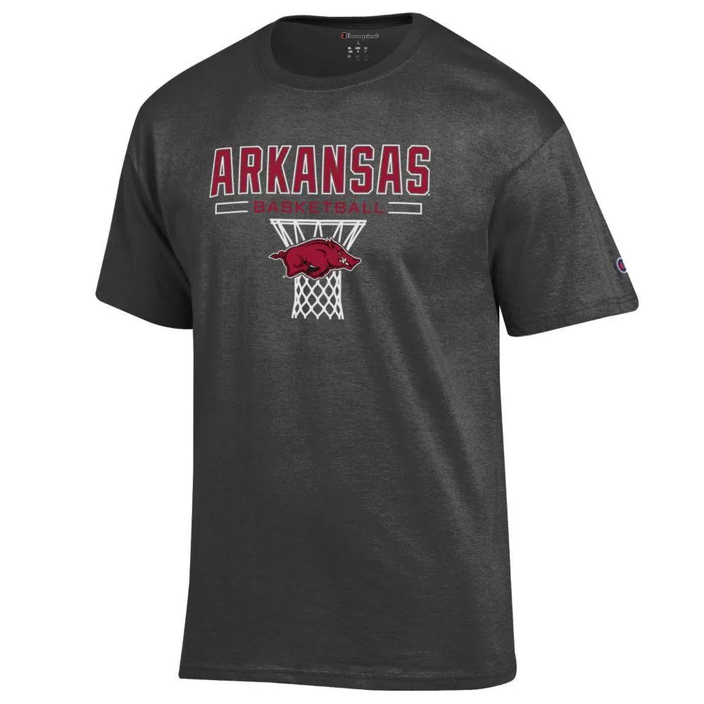 Razorbacks | Arkansas Champion Wordmark Over Basketball Net Tee Alumni Hall