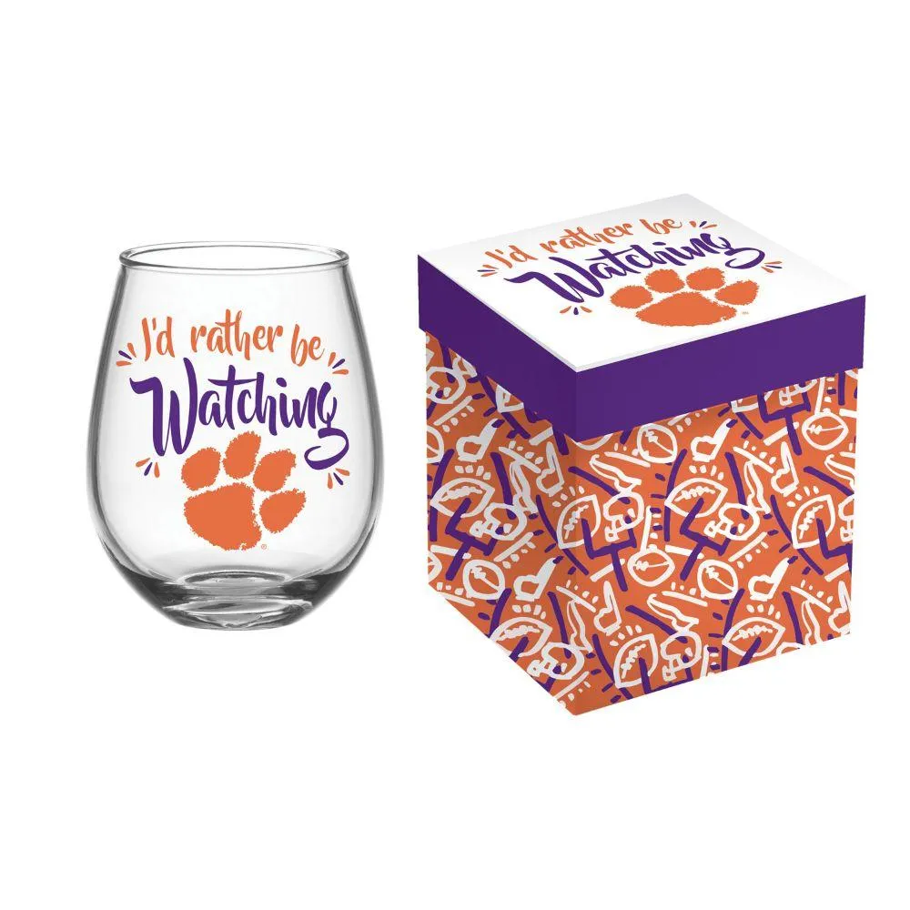  Clemson | Clemson Wine A Little Boxed Stemless Wine Glass | Alumni Hall