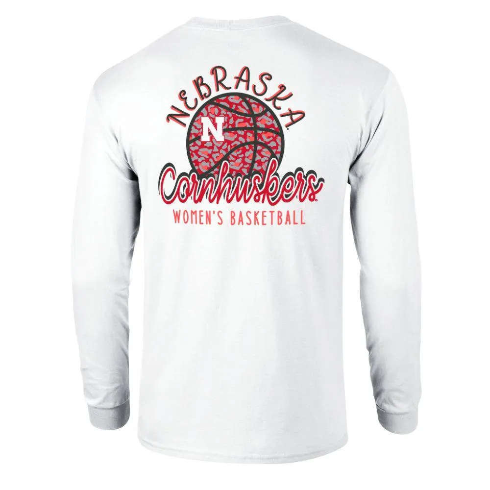 Huskers | Nebraska Patterned Basketball Script Long Sleeve Tee Alumni Hall