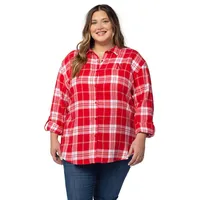 Huskers | Nebraska Plus University Girls Women's Boyfriend Plaid Shirt Alumni Hall