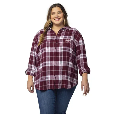 Bulldogs | Mississippi State Plus University Girls Women's Boyfriend Plaid Shirt Alumni Hall