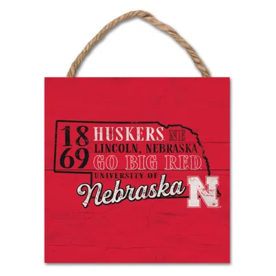  Huskers | Nebraska 7  X 7  Wood Plank Hanging Sign | Alumni Hall