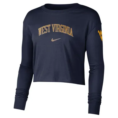 Wvu | West Virginia Nike Cotton Long Sleeve Crop Tee Alumni Hall