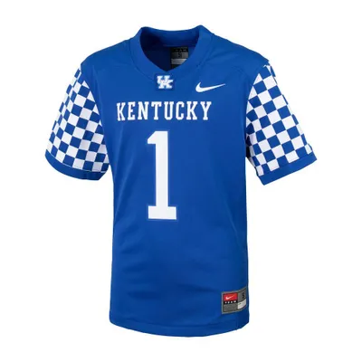 Cats | Kentucky Nike Kids # 1 Replica Football Jersey Alumni Hall