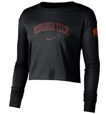 Vt | Virginia Tech Nike Women's L/S Crop T- Shirt Alumni Hall