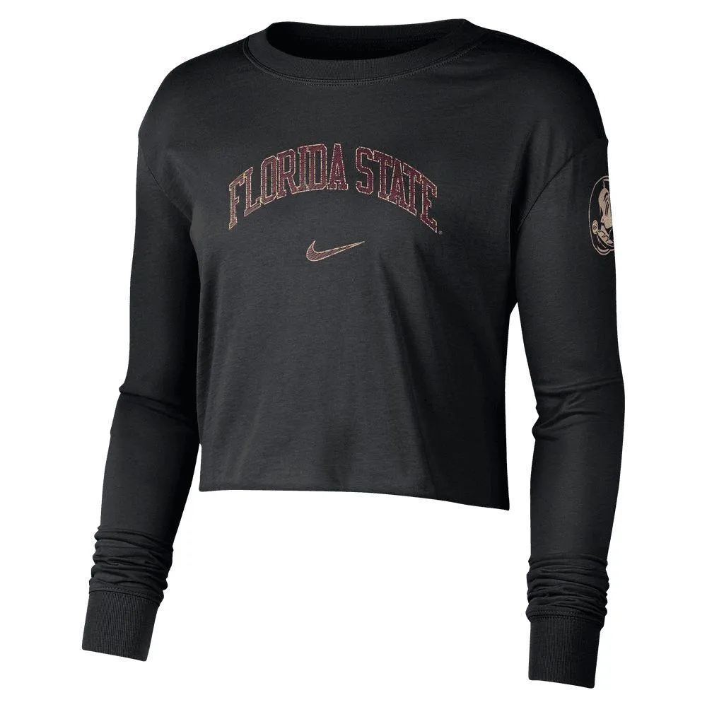 Fsu | Florida State Nike Women's Cotton Long Sleeve Crop Tee Alumni Hall