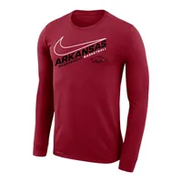 Razorbacks | Arkansas Nike Dri- Fit Angled Basketball Long Sleeve Tee Alumni Hall