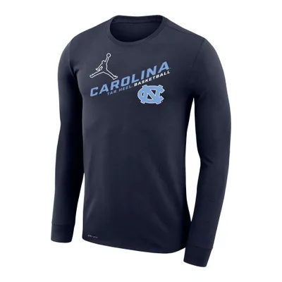 Unc | Carolina Jordan Brand Dri- Fit Angled Basketball Long Sleeve Tee Alumni Hall