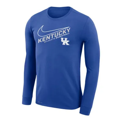Cats | Kentucky Nike Dri- Fit Angled Basketball Long Sleeve Tee Alumni Hall