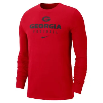 Dawgs | Georgia Nike Men's Dri- Fit Team Issue Football Long Sleeve Tee Alumni Hall