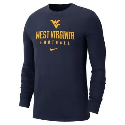 Wvu | West Virginia Nike Men's Dri- Fit Team Issue Football Long Sleeve Tee Alumni Hall
