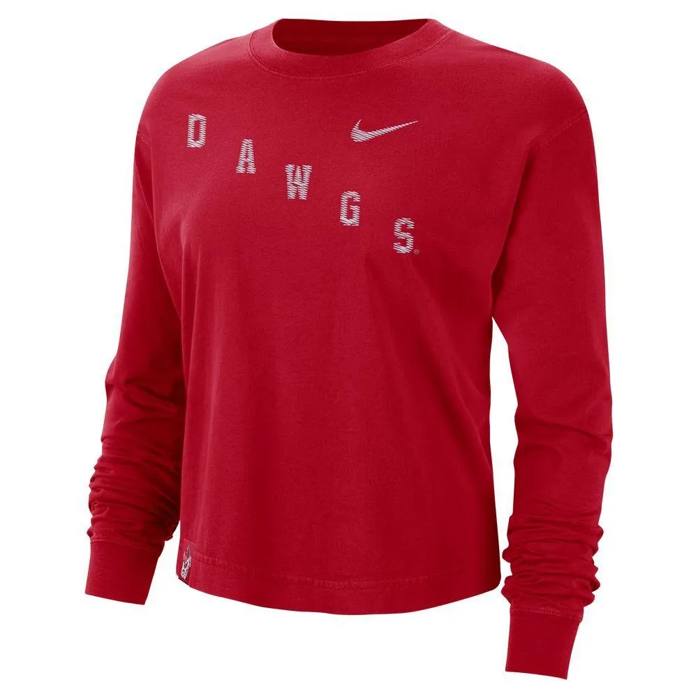 Dawgs | Georgia Nike Women's Boxy Varsity Long Sleeve Tee Alumni Hall