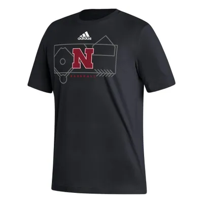 Huskers | Nebraska Adidas Locker Lines Baseball Fresh Short Sleeve Tee Alumni Hall