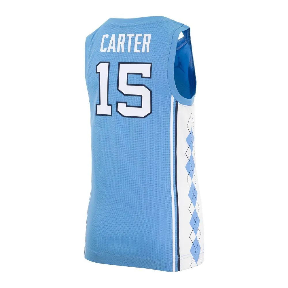 Nike Men's North Carolina Tar Heels Carolina Blue Full Button Replica Baseball Jersey, Medium