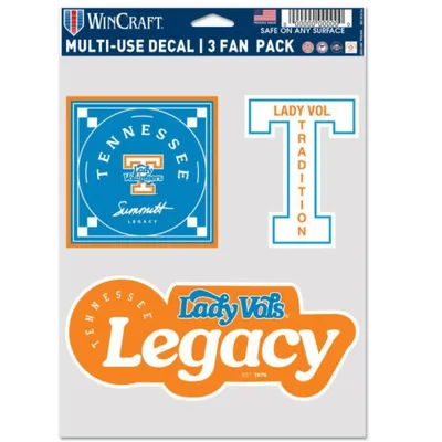  Lady Vols | Tennessee Lady Vols 5.5 X 7.5 3 Pack Legacy Decals | Orange Mountain