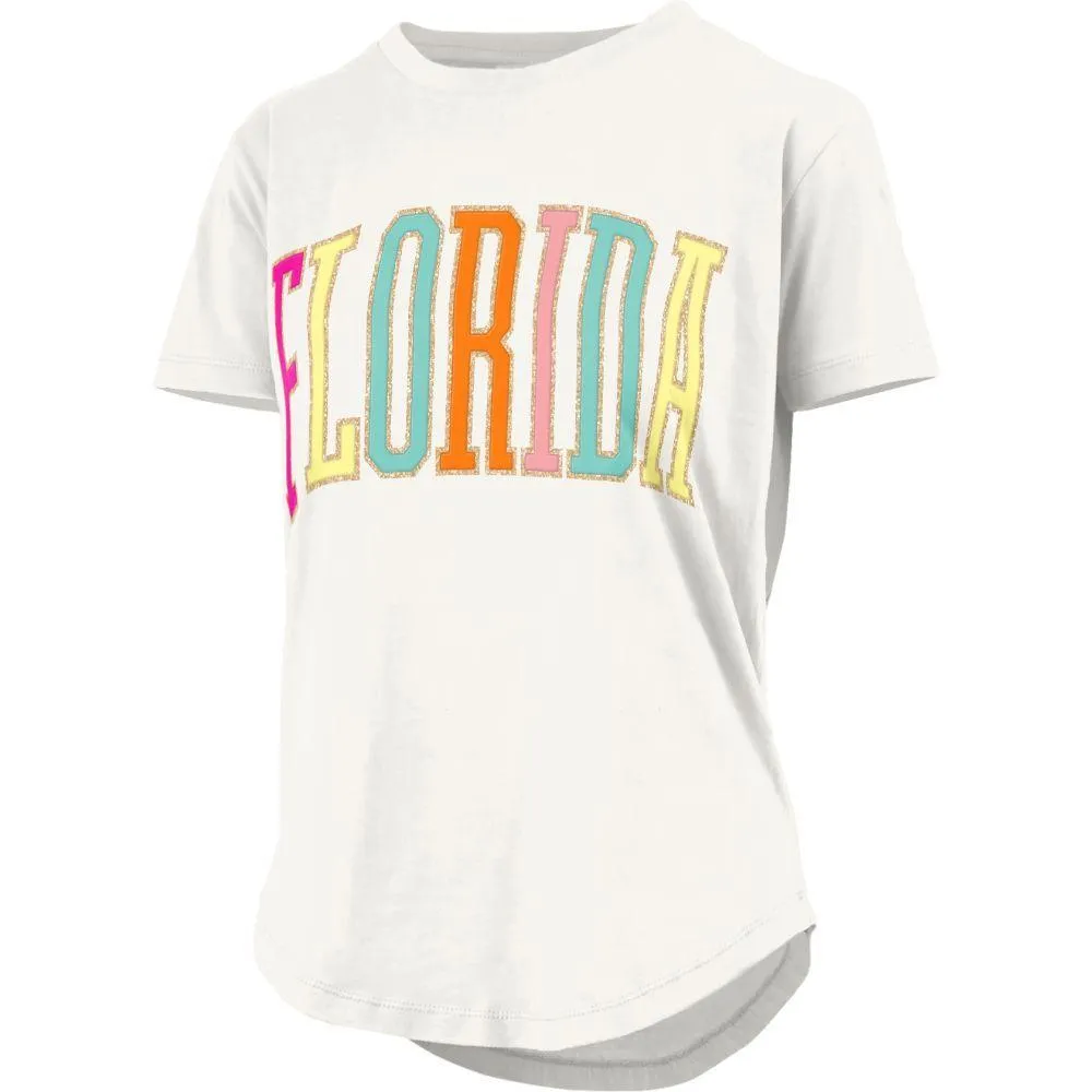 Alumni Hall Gators, Florida Pressbox Sunshine Glitter Jersey Rounded  Bottom Tee Alumni Hall